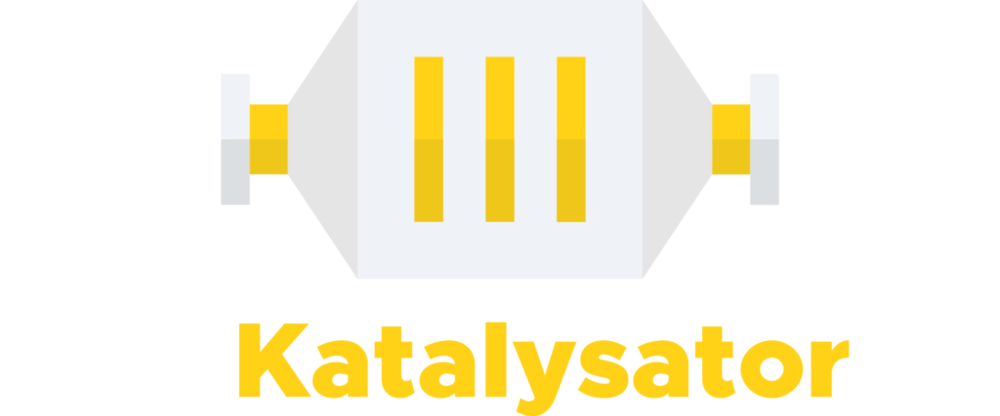 Graue und gelbe Stilisierung eines Katalysators über dem Text „MeinKatalysator.de“.